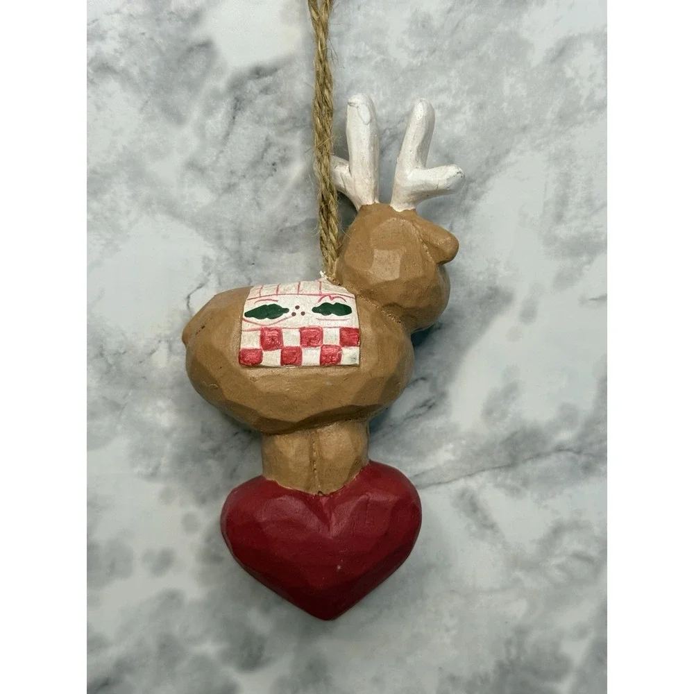 Vintage Midwest Eddie Walker Hanging Ornament Noel and Joy Reindeers Set‎ of Two